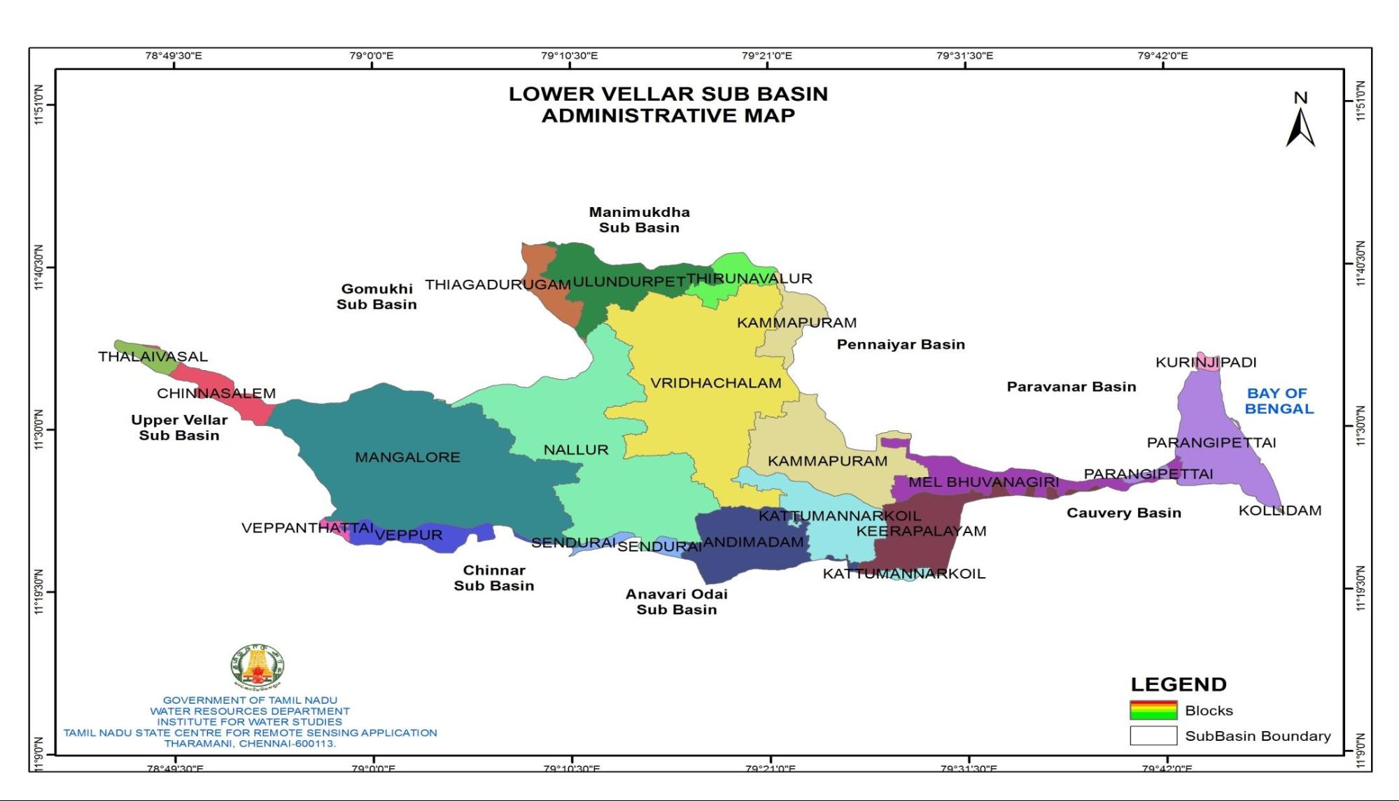 Administrative Map of Lower vellar Sub Basin