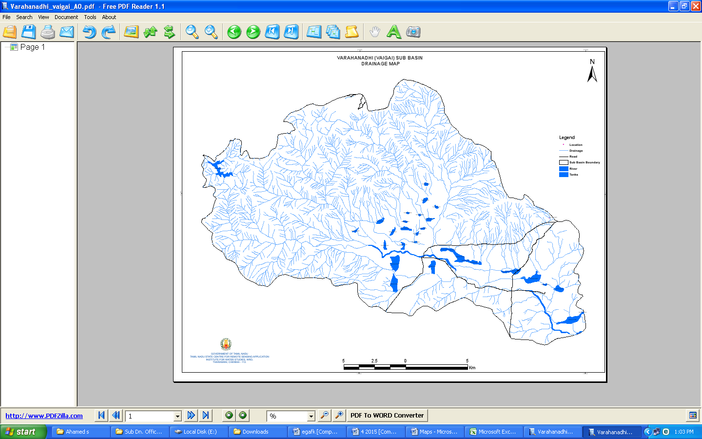 VARAGANADHI SUB BASIN DRAINAGE MAP